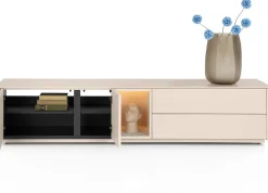 XOOON Trentino, Lowboard 210 cm. - 2-deuren + 2-laden + 1-niche - mdf gelakt - Creme