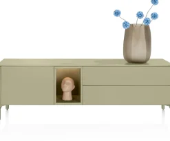 Outlet XOOON Trentino, Lowboard 180 cm. - 1-deur + 2-laden + 1-niche - mdf gelakt - Olijf