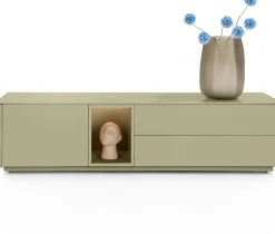 Outlet XOOON Trentino, Lowboard 180 cm. - 1-deur + 2-laden + 1-niche - mdf gelakt - Olijf