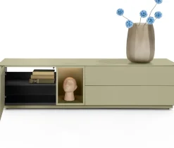 Outlet XOOON Trentino, Lowboard 180 cm. - 1-deur + 2-laden + 1-niche - mdf gelakt - Olijf