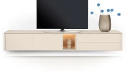 New XOOON Trentino, Lowboard 270 cm. - 2-deuren + 2-laden + 1-niche - mdf gelakt - Creme