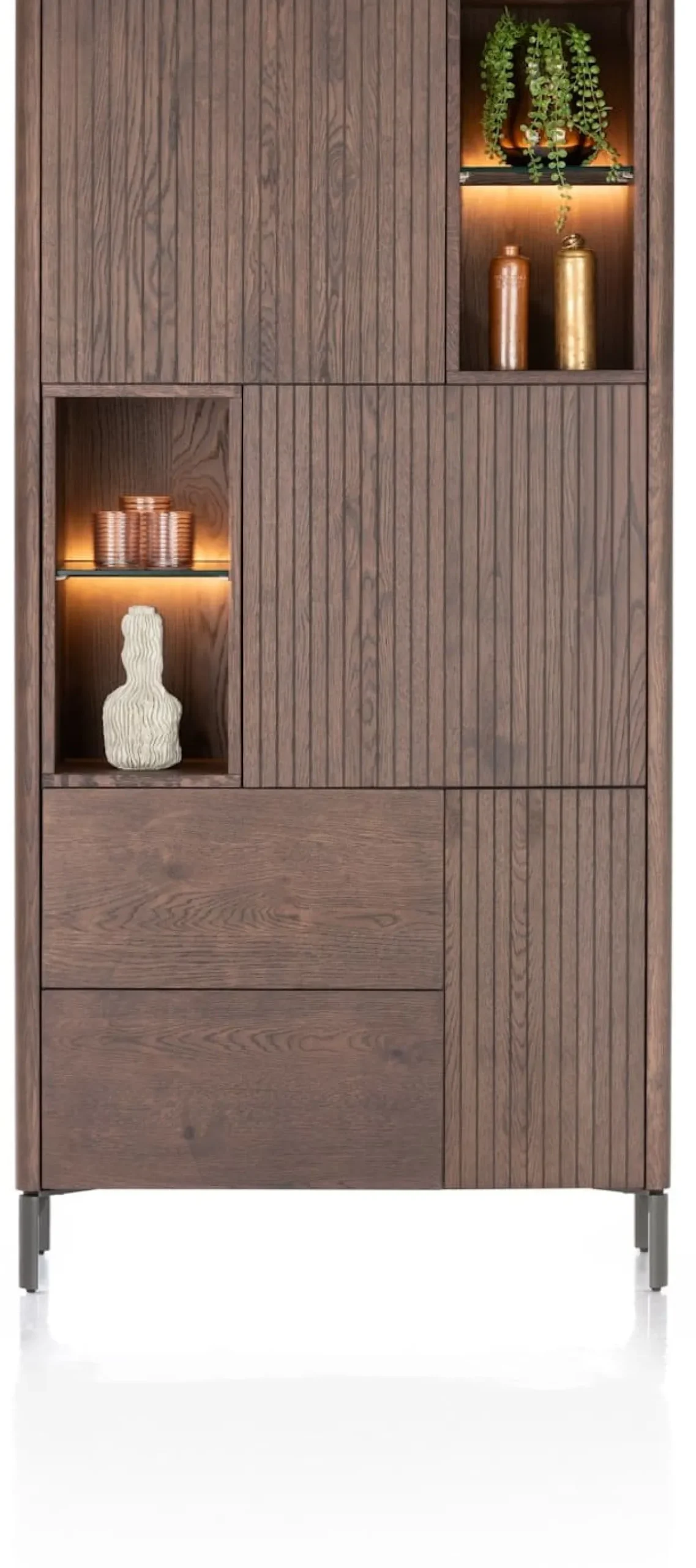 Online XOOON Trenton, bergkast 95 cm - 3-deuren + 2-laden + 4-niches - Clay