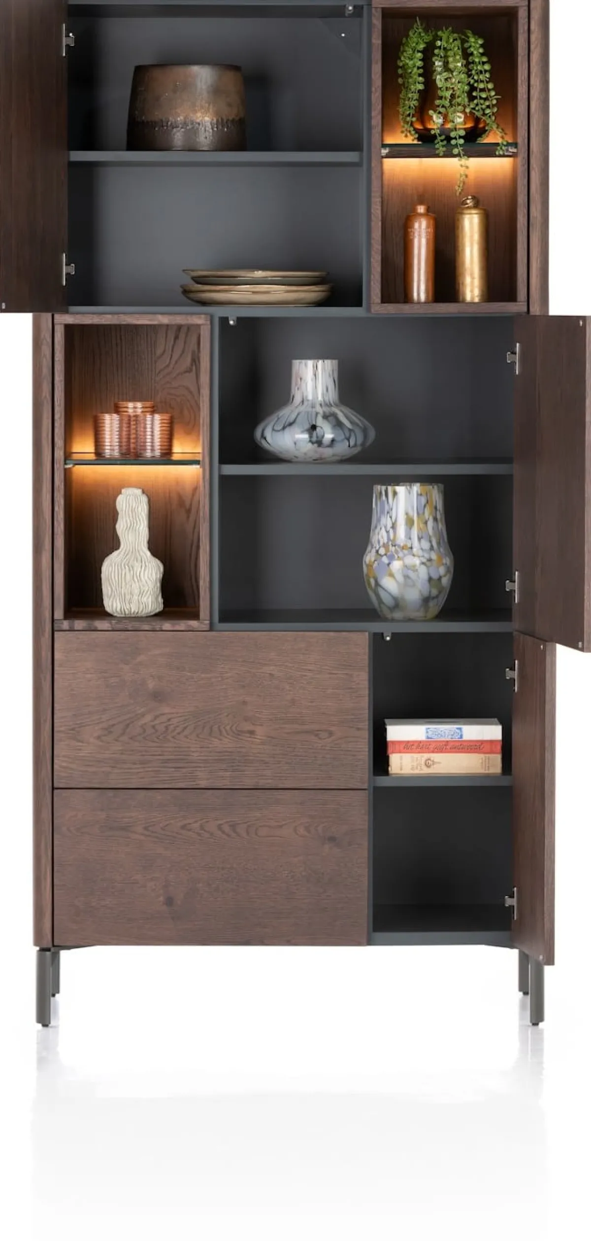 Online XOOON Trenton, bergkast 95 cm - 3-deuren + 2-laden + 4-niches - Clay