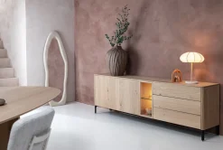 Outlet XOOON Trenton, Dressoir 210 cm. - 2-deuren + 3-laden + 2-niches - natural